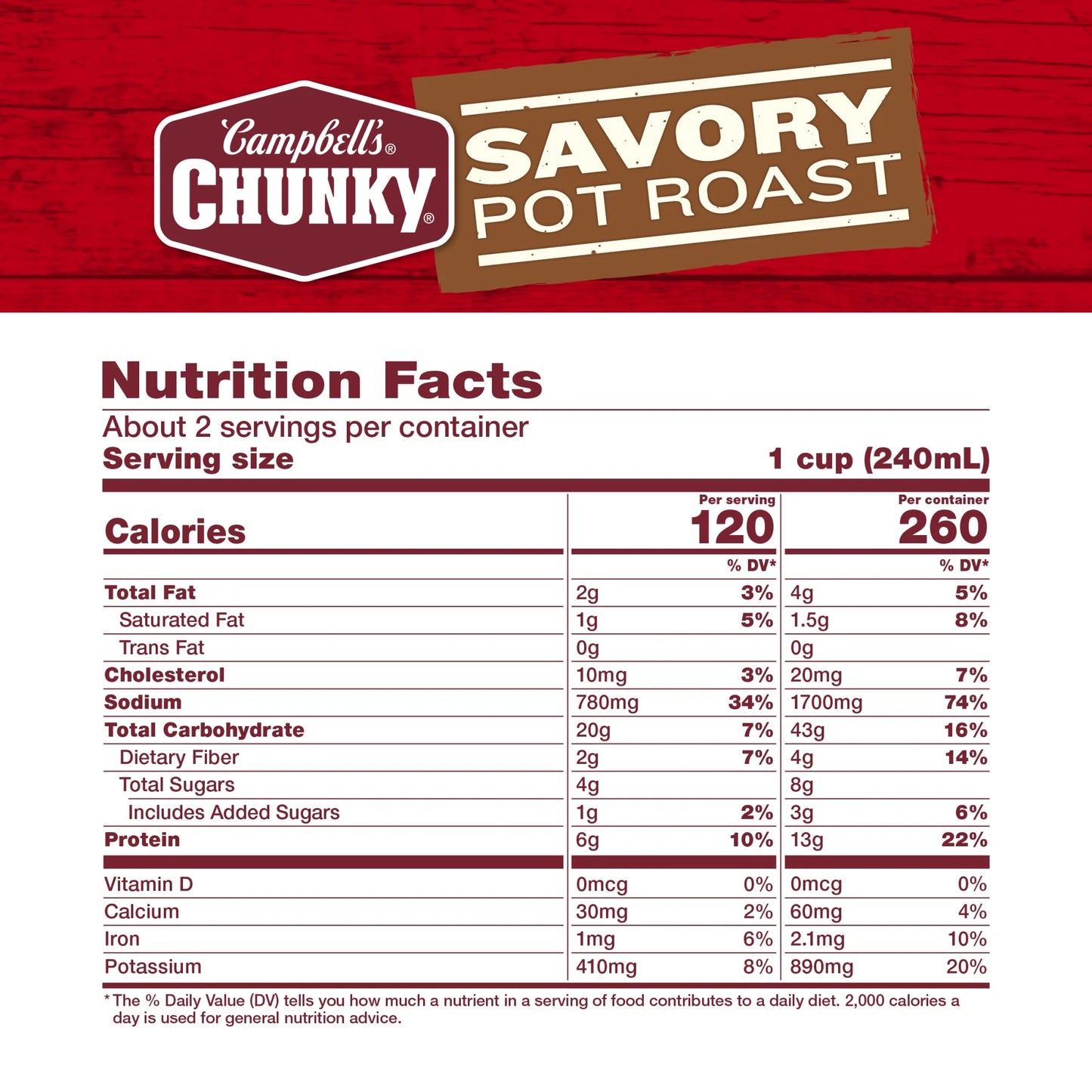 Campbell’s Chunky Savory Pot Roast Soup with Veggies, 18.8 oz Can