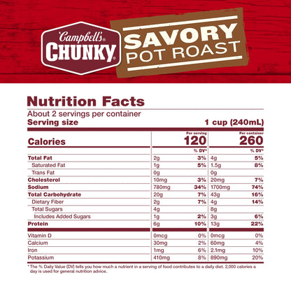 Campbell’s Chunky Savory Pot Roast Soup with Veggies, 18.8 oz Can