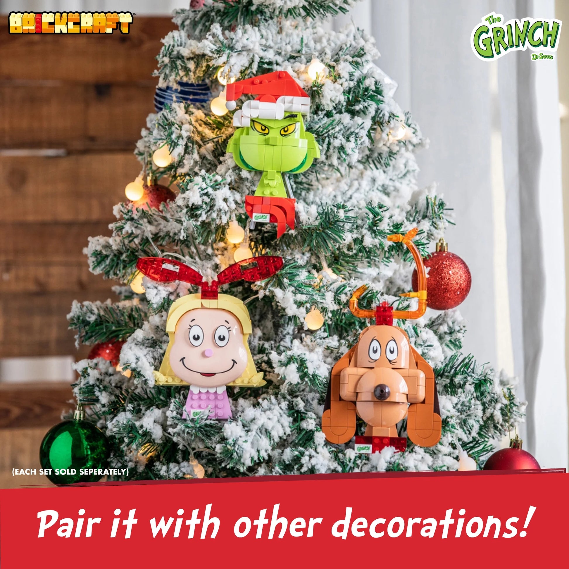Brickcraft Grinch Max the Dog Decoration Brick Building Kit (135-Plastic Piece Set), Christmas Décor, Toy Gift Idea for Boys and Girls Ages 8 Years Old and Up