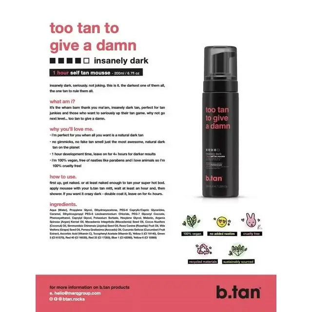 b.tan Too Tan To Give A Damn...Self Tan Mousse