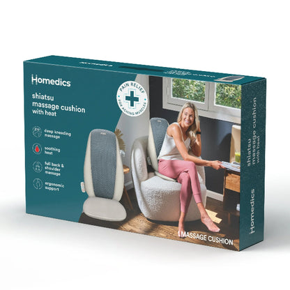 HoMedics Shiatsu Massage Cushion with Heat: Deep-Kneading, 3 Zones