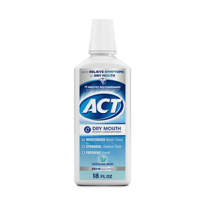 ACT Dry Mouth Anticavity Fluoride Mouthwash with Soothing Mint Flavor, 18 Oz