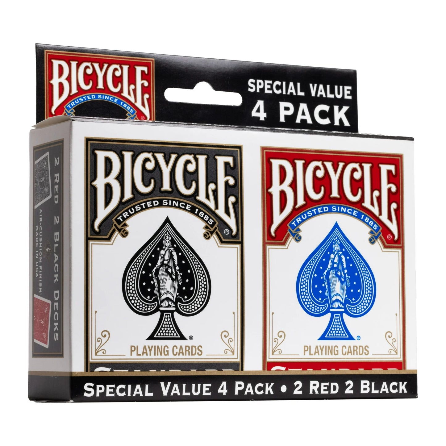 Bicycle Playing Cards 4-Pack, Standard Index, Red & Black Decks