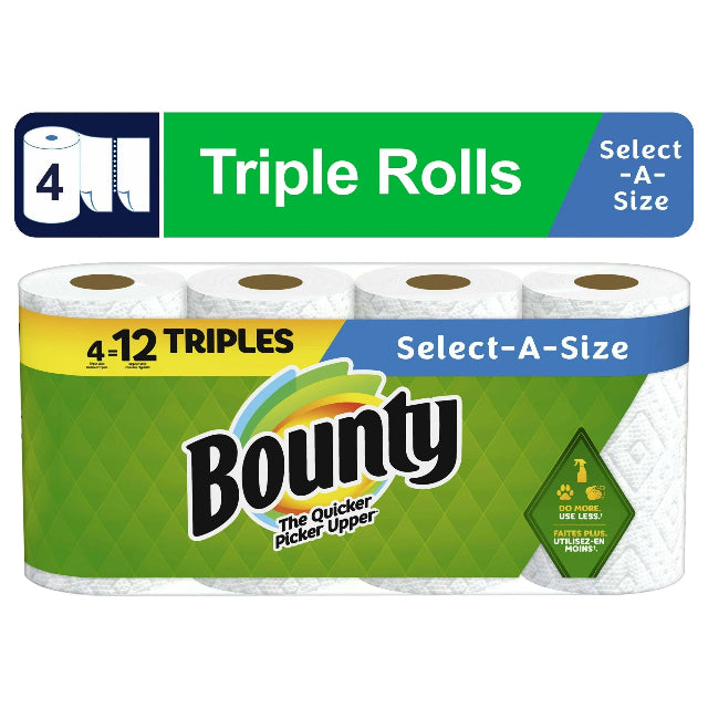 Bounty Paper Towels Select-a-Size, 4 Triple Rolls