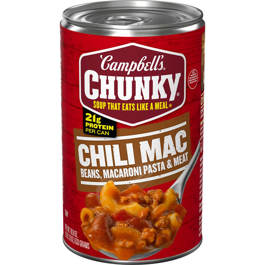 Campbell’s Chunky Chili Mac Soup with Beef & Beans, 18.8 oz Can