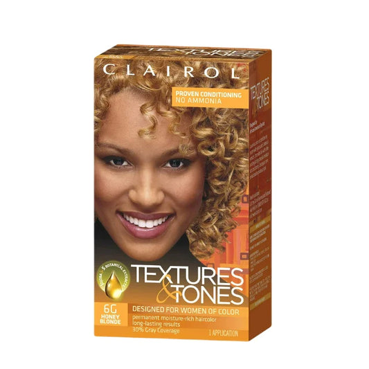 Clairol Textures & Tones Ammonia-Free Permanent Hair Color, 6G Honey Blonde