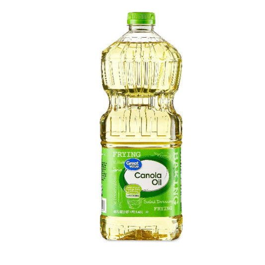 Great Value 100% Pure Canola Oil, 48 fl oz Bottle for Cooking & Baking