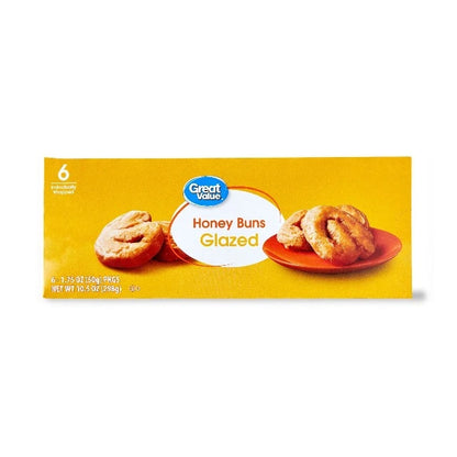 Great Value Glazed Honey Buns, 10.5 oz, 6 Count