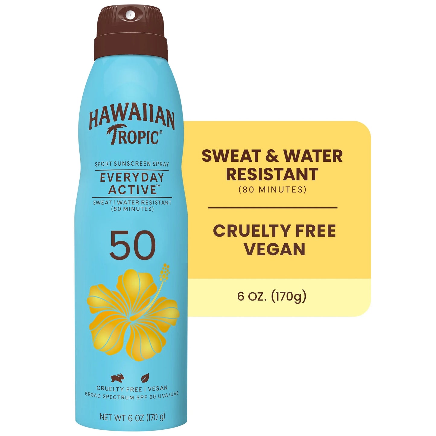 Hawaiian Tropic SPF 50 Clear Spray Sunscreen, 6 oz