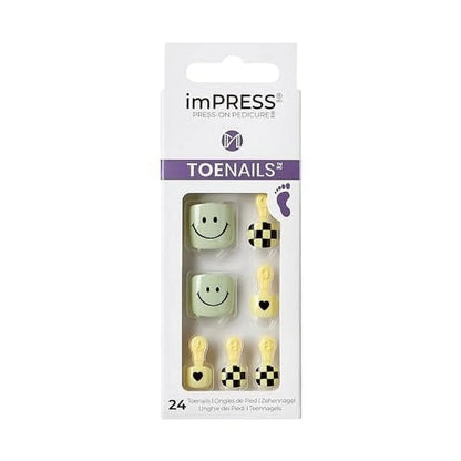 KISS imPRESS Square Press-On Toenails, Multicolored, 24 Pieces