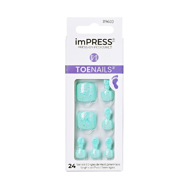 KISS imPRESS Square Press-On Toenails, Multicolored, 24 Pieces