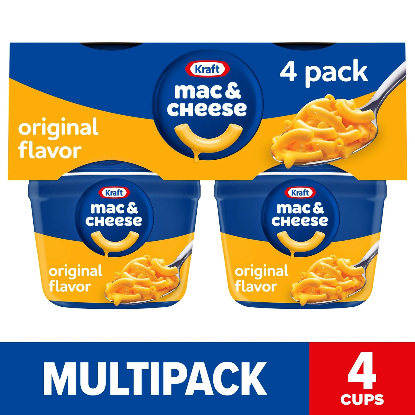 Kraft Mac & Cheese Cups, 4-Pack, 2.05 oz Each, Shelf-Stable