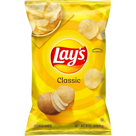 Lay’s Classic Potato Chips, Original Flavor, Party Size, 8 oz Bag
