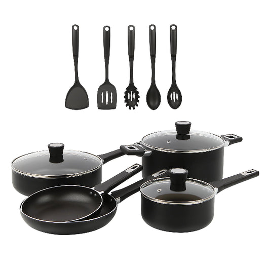 13 Piece Nonstick Aluminum Alloy Cookware Set, Black - Mainstays