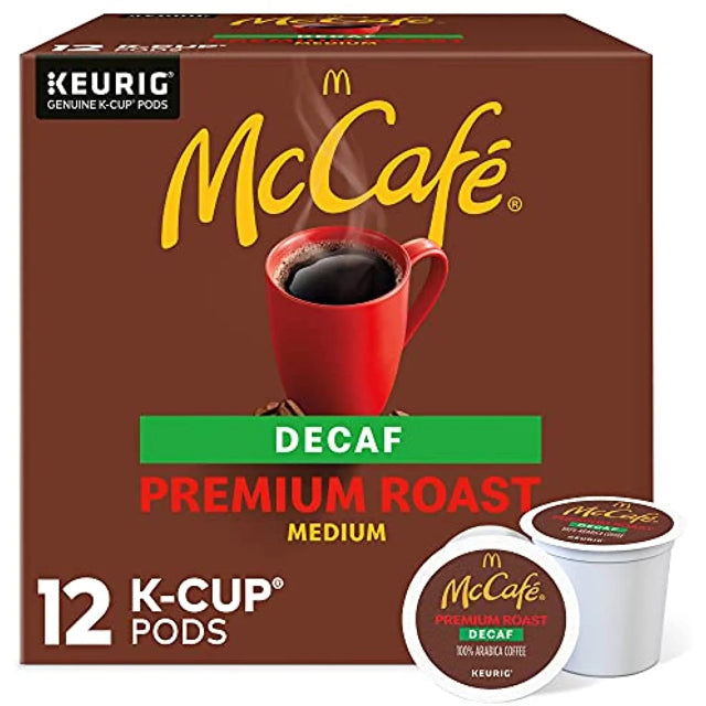 McCafe Premium Roast Decaf Coffee, Single Serve K-Cup Pods, 12 ct