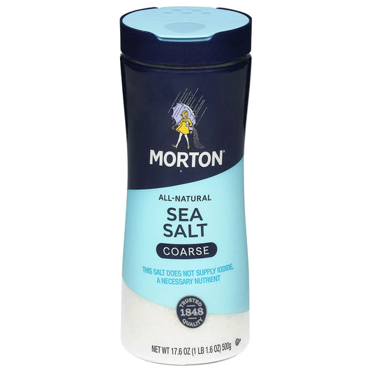 Morton Coarse Sea Salt, All-Natural, 17.6 oz for Rubs & Roasts