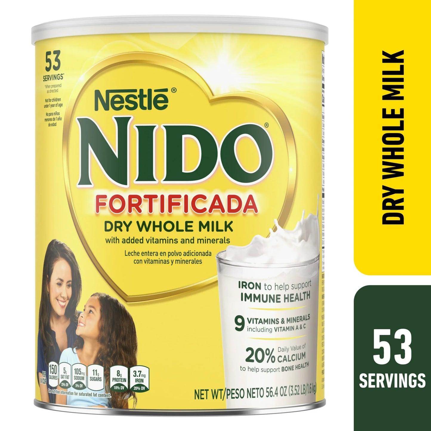 NIDO Fortificada Dry Whole Milk Powder, 56.4 oz, with Vitamins