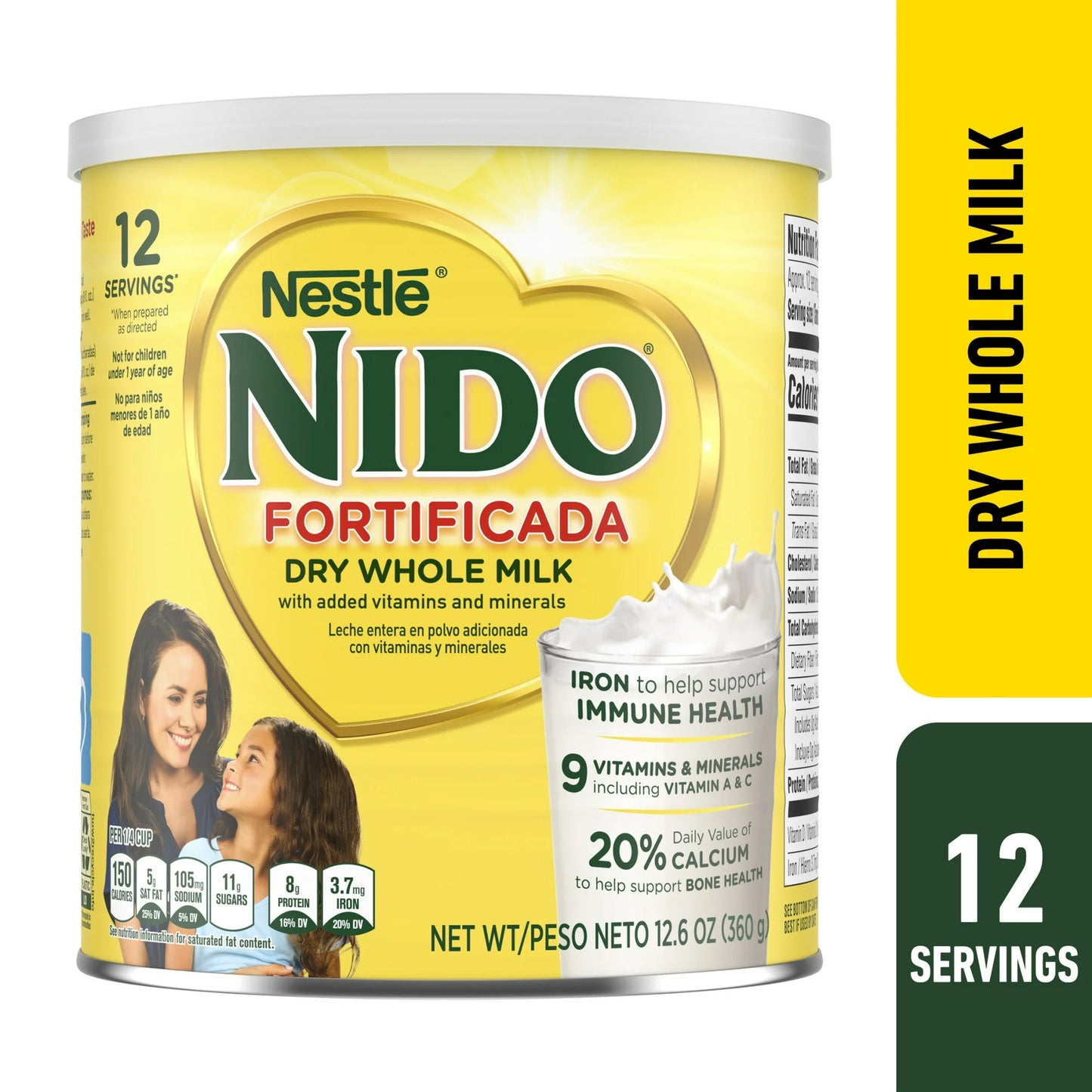 NIDO Fortificada Dry Whole Milk Powder, 12.6 oz, with Vitamins