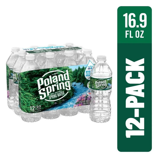 Poland Spring 100% Natural Spring Water, 16.9 fl oz ( 12 Pack )