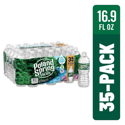 Poland Spring 100% Natural Spring Water, 16.9 fl oz (35 Pack)