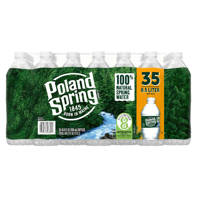 Poland Spring 100% Natural Spring Water, 16.9 fl oz (35 Pack)