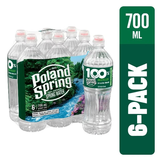 Poland Spring 100% Natural Spring Water, 700 ML ( 6 Pack )