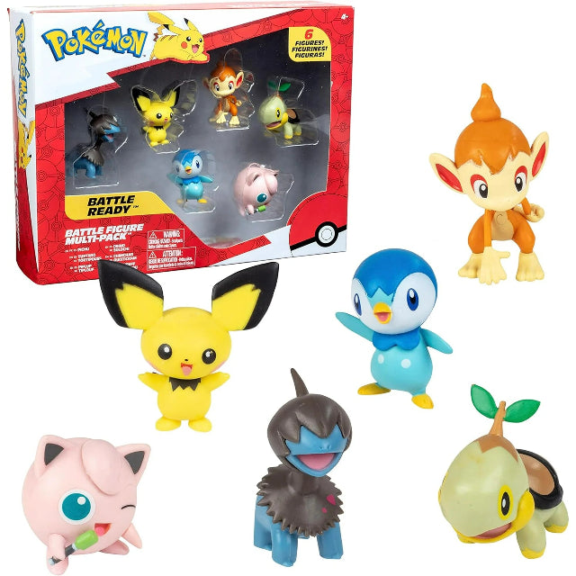 Pokemon Battle Figure Set, 6 Toys - Gen 4 Starters Gift for Kids & Fans