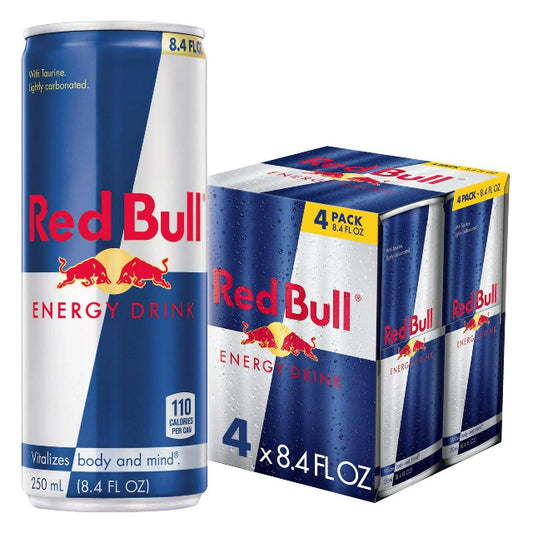 Red Bull Energy Drink, 8.4 fl oz Cans, 4-Pack for Boost and Focus