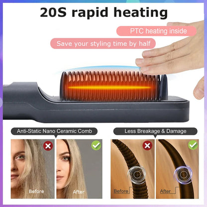 Multifunctional Electric Hot Comb - Anti-Scald Hair Straightener & Brush