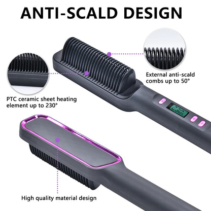 Multifunctional Electric Hot Comb - Anti-Scald Hair Straightener & Brush