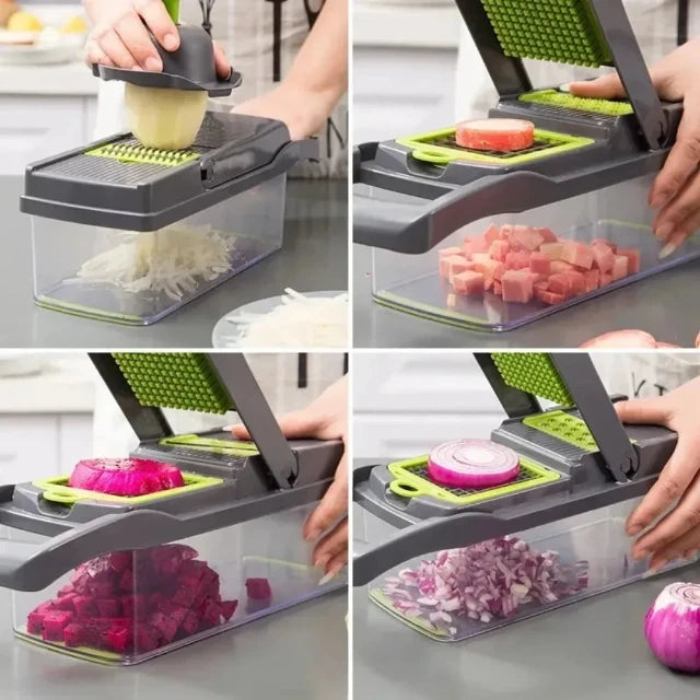 Multifunctional 16 Vegetable Chopper & Slicer with Handle for Kitchen