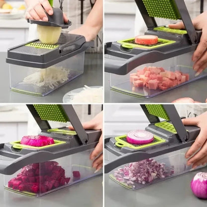 Multifunctional 16 Vegetable Chopper & Slicer with Handle for Kitchen