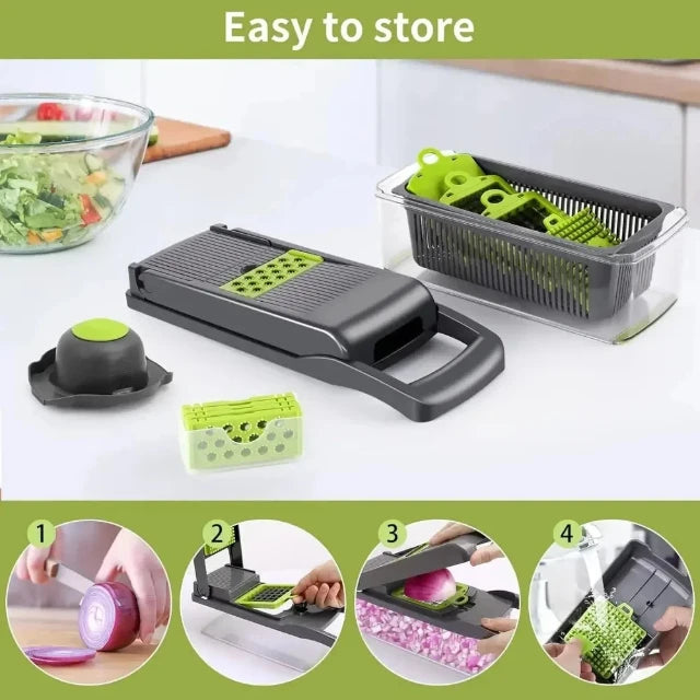 Multifunctional 16 Vegetable Chopper & Slicer with Handle for Kitchen