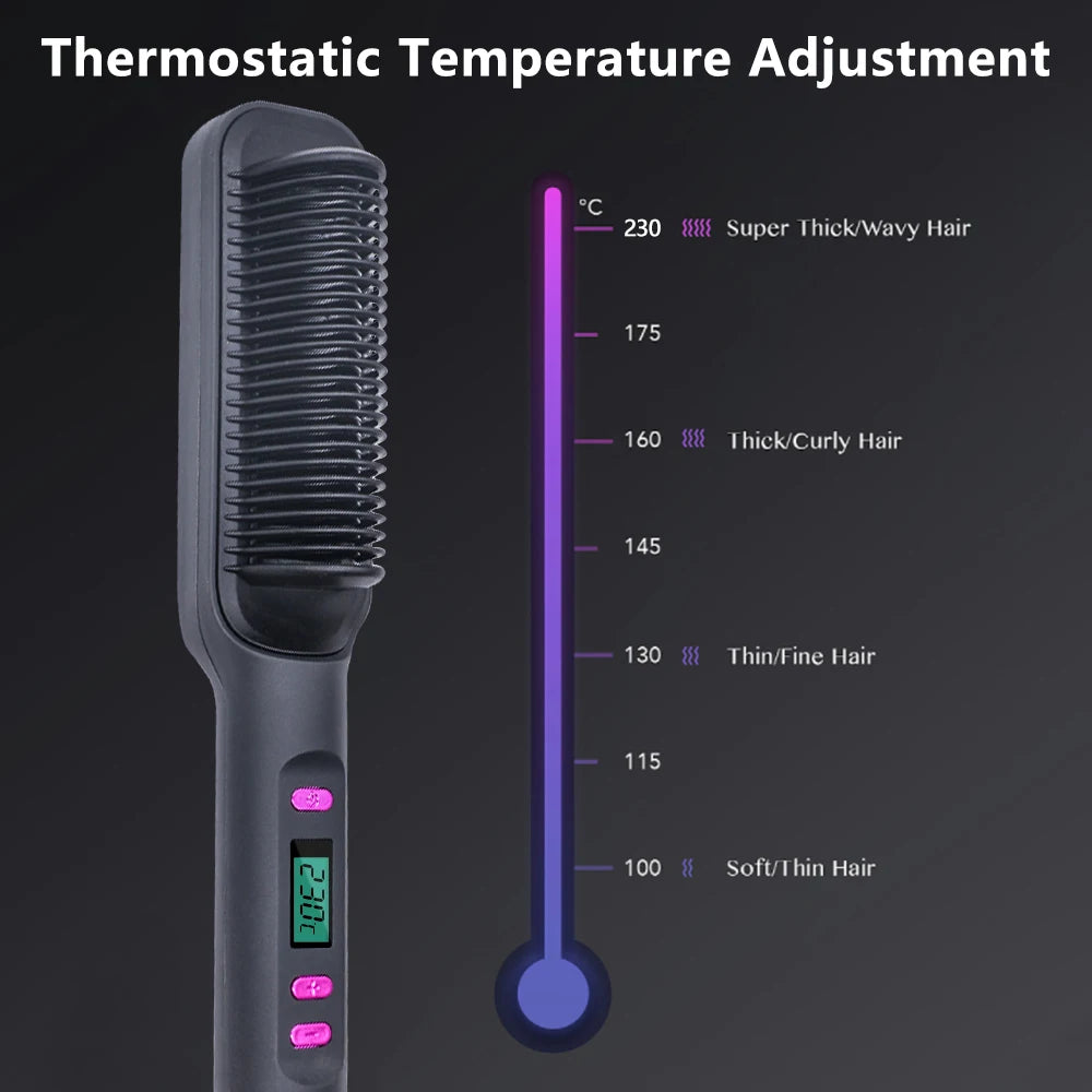 Multifunctional Electric Hot Comb - Anti-Scald Hair Straightener & Brush