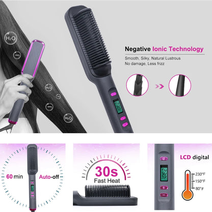 Multifunctional Electric Hot Comb - Anti-Scald Hair Straightener & Brush