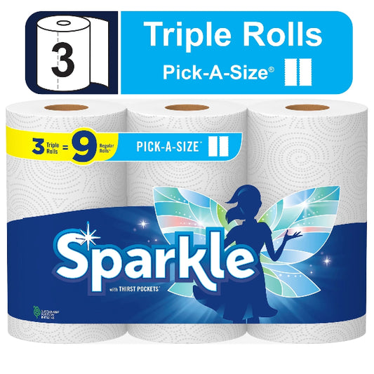 Sparkle Pick-a-Size Paper Towels, 3 Triple Rolls