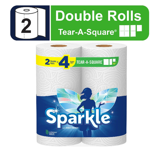 Sparkle Tear-a-Square Paper Towels, 2 Double Rolls