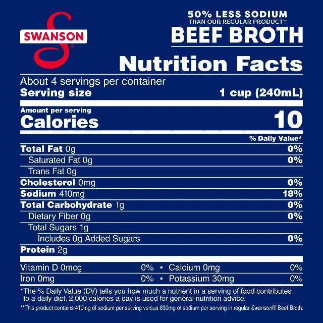 Swanson 100% Natural Lower Sodium Beef Broth, 32 oz