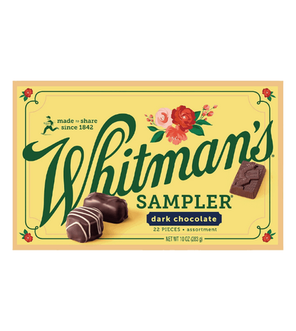 Whitman's Assortment Dark Chocolate Sampler , 10 OZ (22 Pieces)
