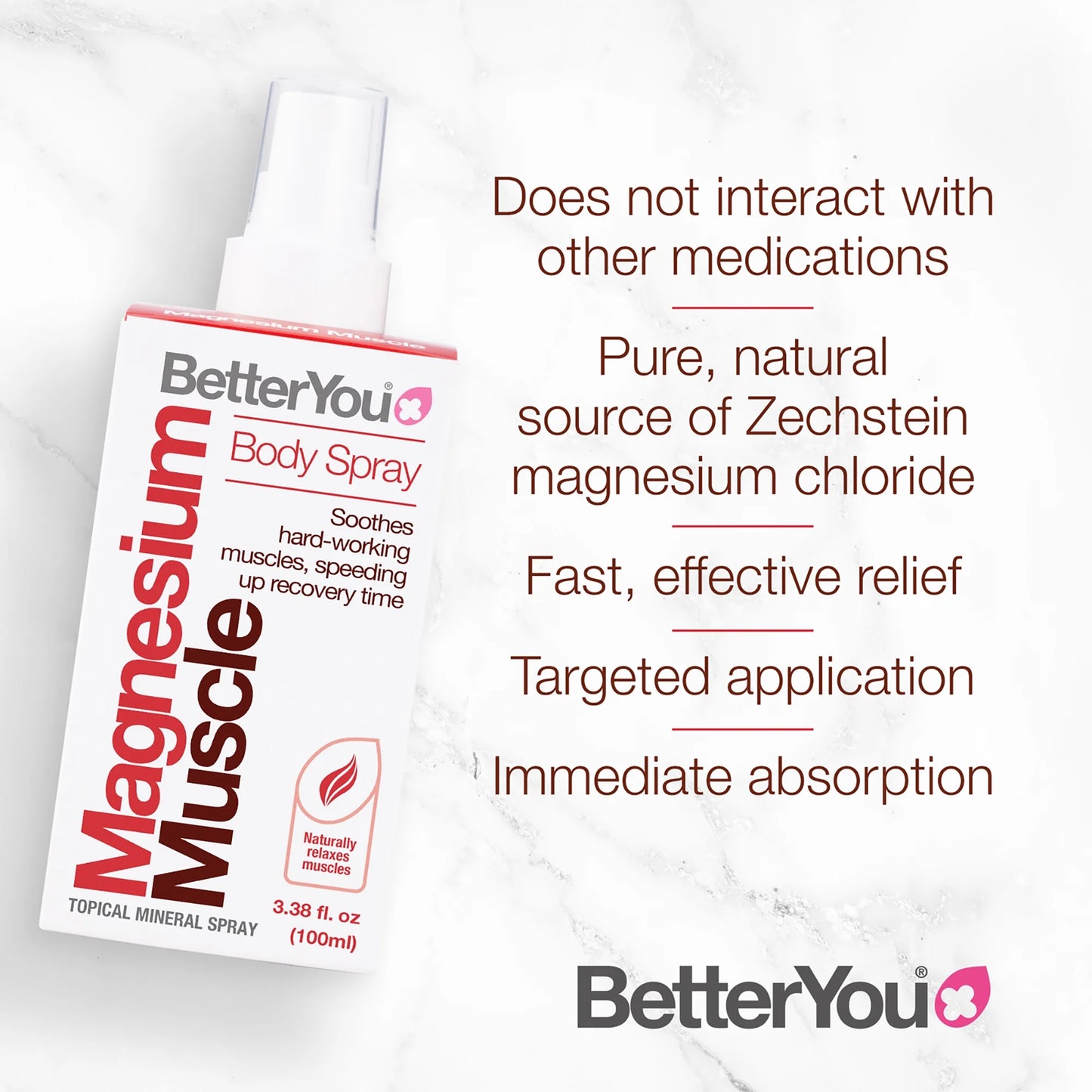 Betteryou Magnesium Muscle Body Spray - Relaxing Topical Magnesium and Essential Oil Spray - Lavender and Chamomile - Promotes Better Sleep - 3.38 Oz