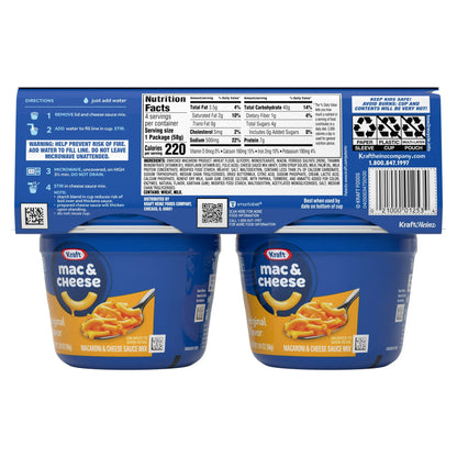 Kraft Mac & Cheese Cups, 4-Pack, 2.05 oz Each, Shelf-Stable