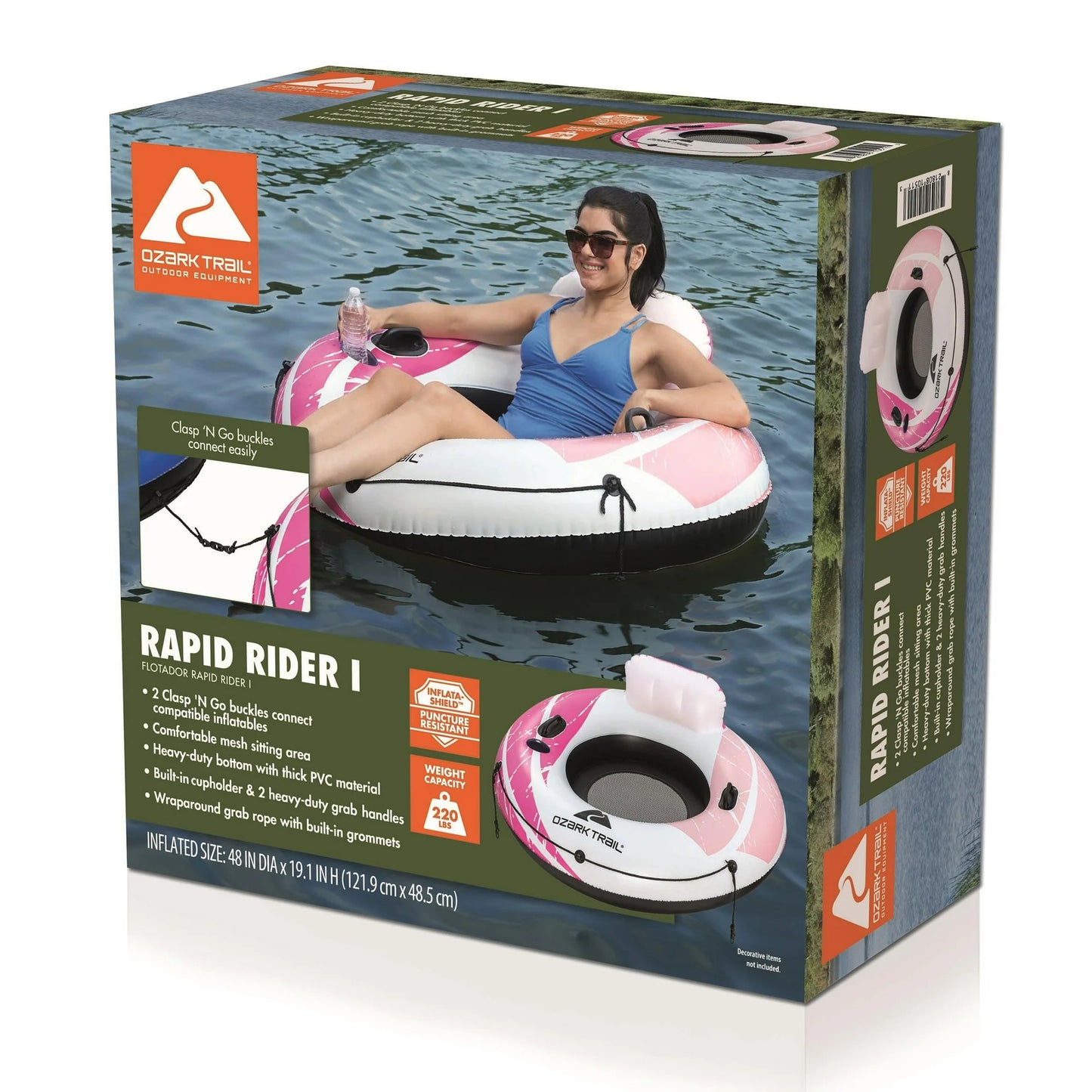 Ozark Trail Pink Rapid Rider River Tube 48" – Summer Float