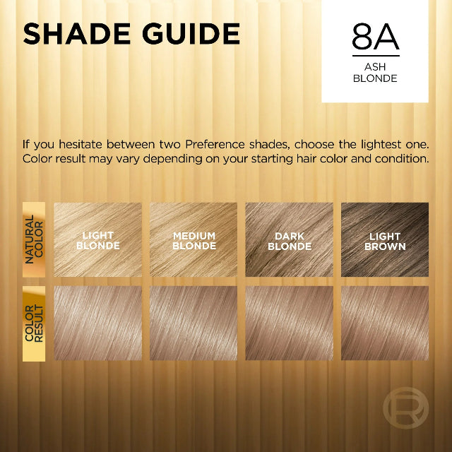 L'Oreal Preference Hair Color 8A Ash Blonde – 1 Kit