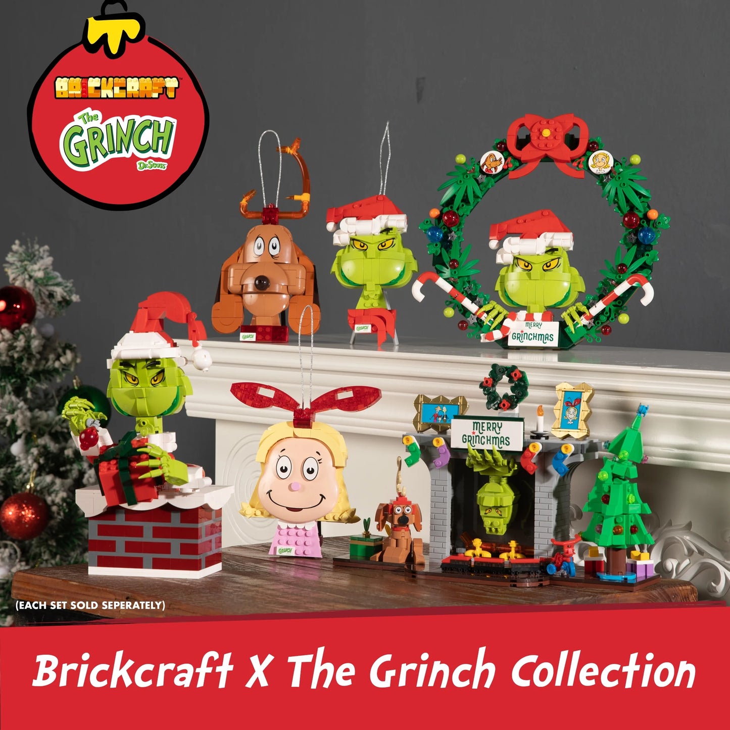 Brickcraft Grinch Max the Dog Decoration Brick Building Kit (135-Plastic Piece Set), Christmas Décor, Toy Gift Idea for Boys and Girls Ages 8 Years Old and Up