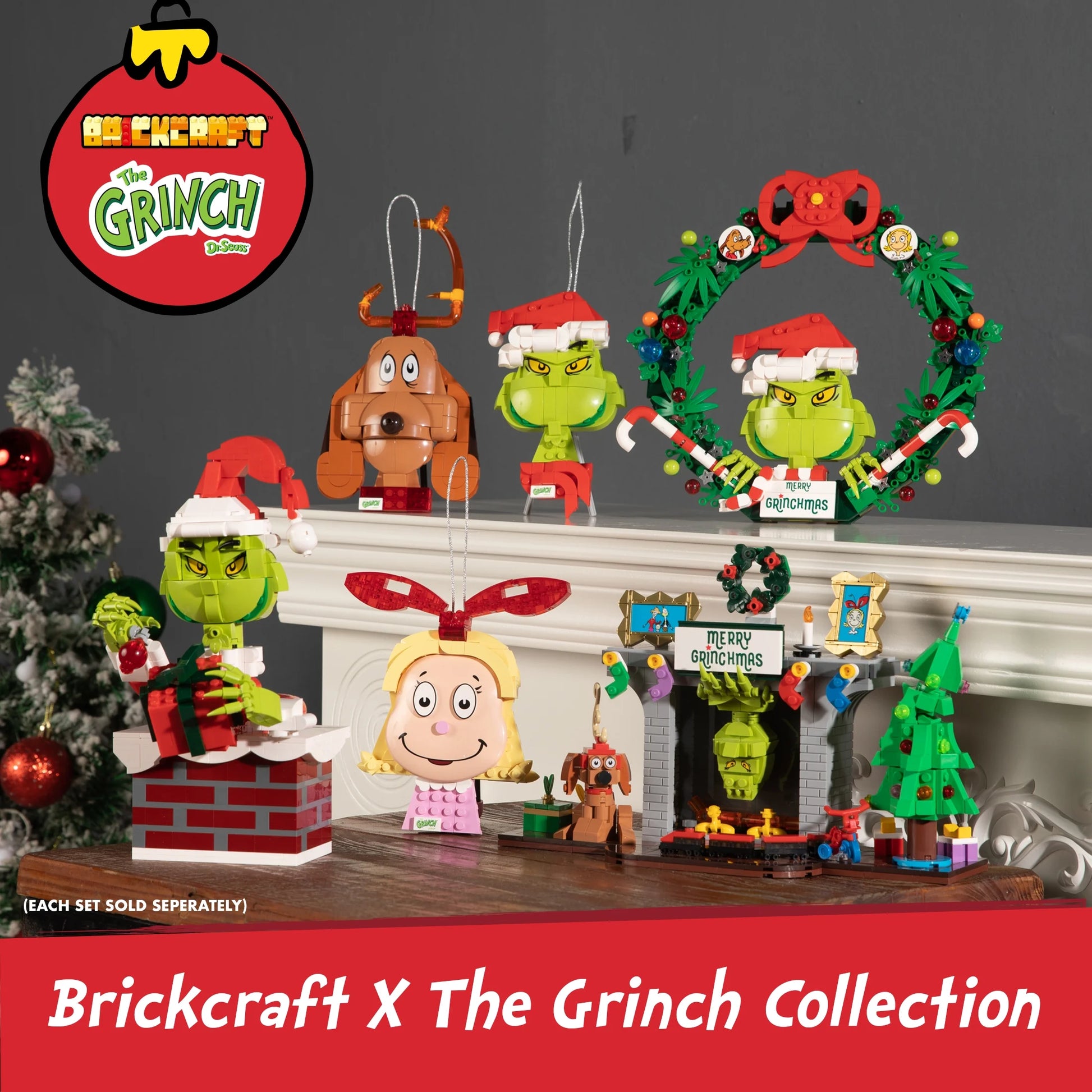 Brickcraft Grinch Max the Dog Decoration Brick Building Kit (135-Plastic Piece Set), Christmas Décor, Toy Gift Idea for Boys and Girls Ages 8 Years Old and Up
