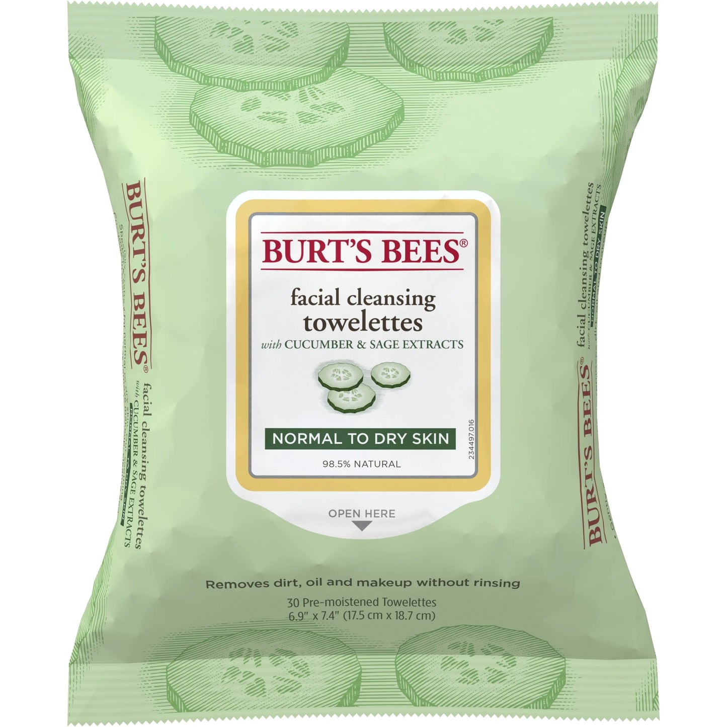 Burt'S Bees Facial Cleansing Towelettes, Cucumber and Sage, 30 Ct