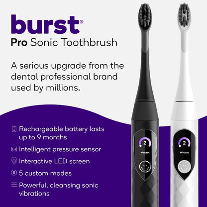 Burst Pro Sonic Rechargeable Toothbrush w/ Sensor - Black