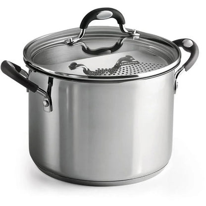 Tramontina Lock-N-Drain Stainless Steel 6 Quart Covered Stock Pot, 3 Count