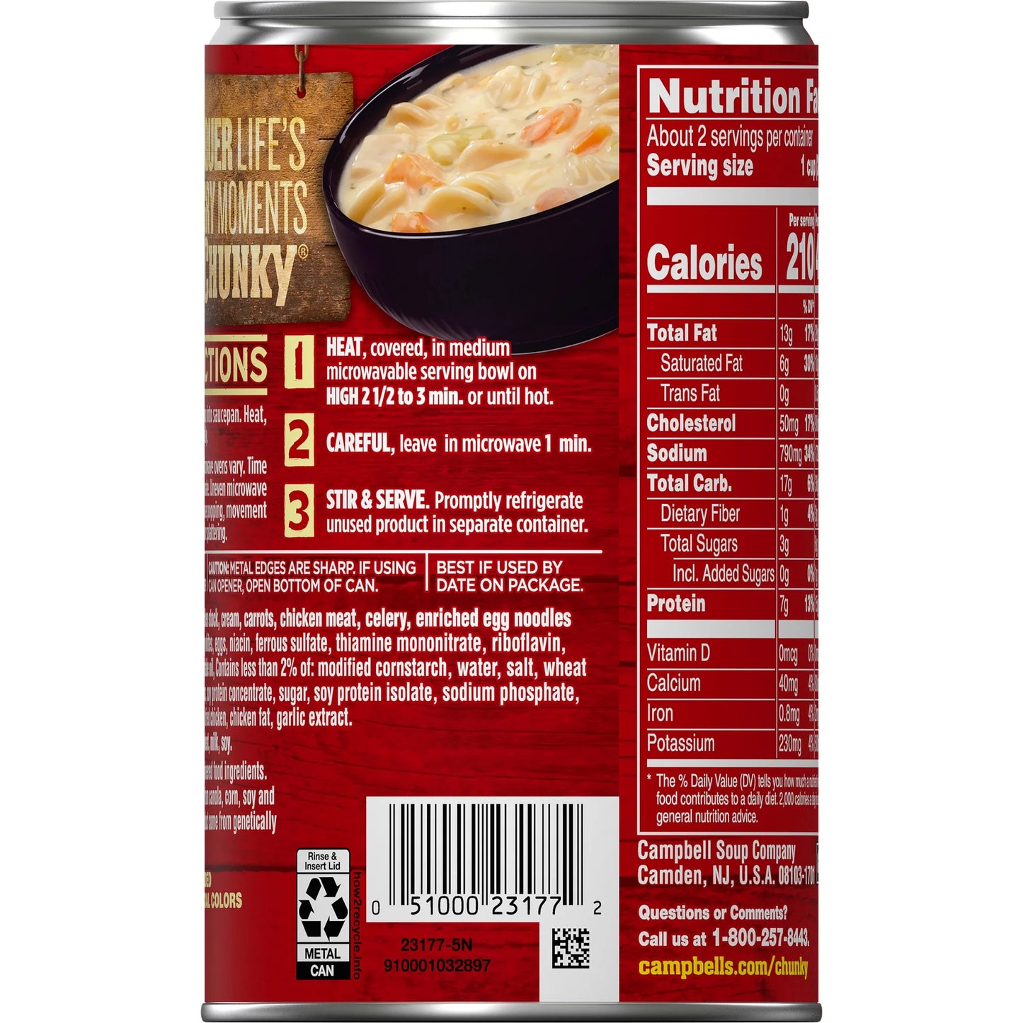 Campbell's Chunky Creamy Chicken Noodle Soup, 18.8 oz Can