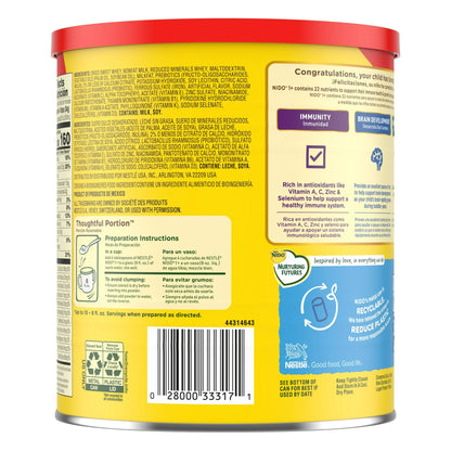 NIDO Kinder Toddler Milk Powder, 12 x 12.6 oz, 120 Servings